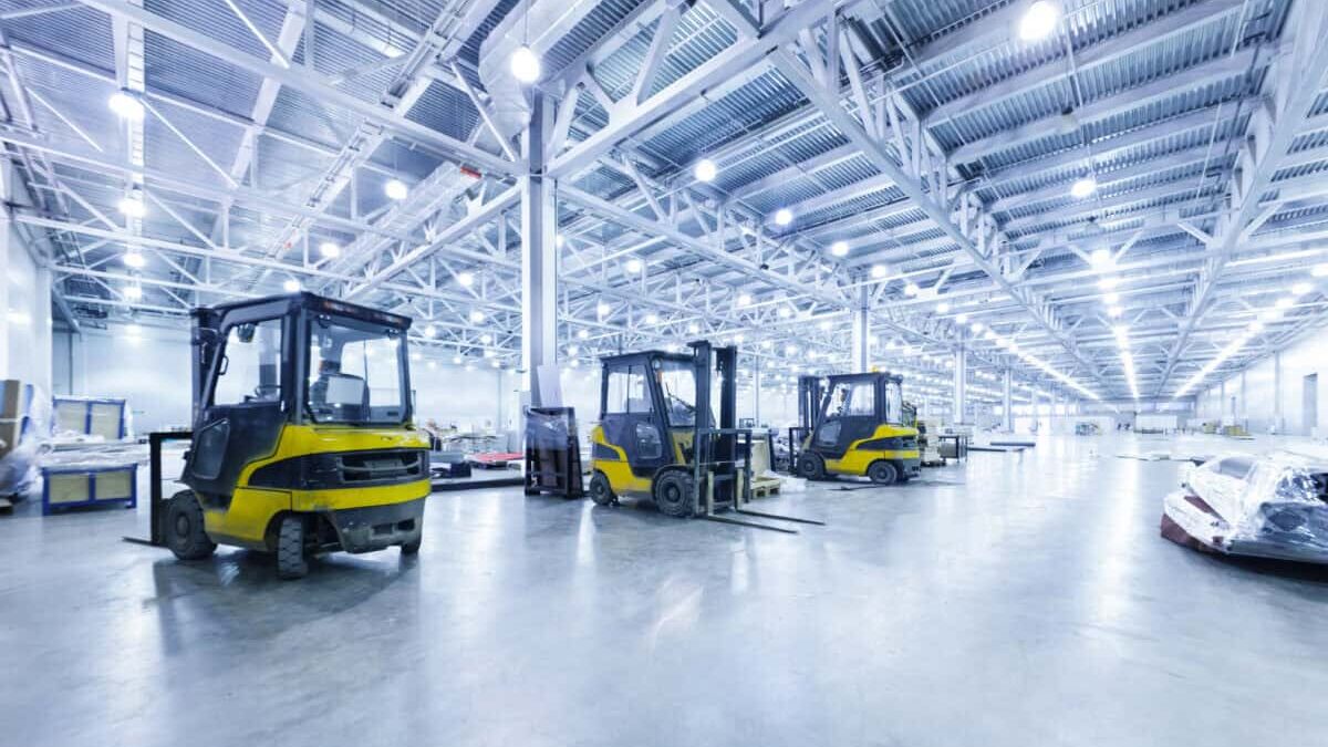 Forklift in a warehouse